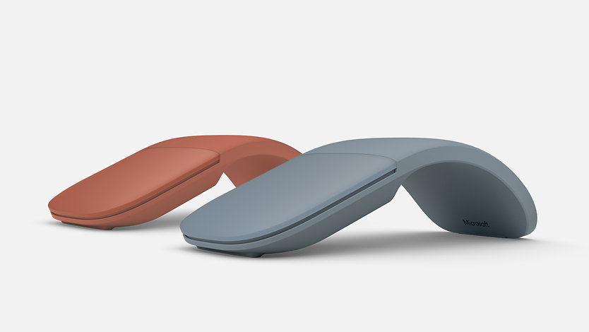 Two colors side by side of the Surface Arc Mouse for Business.