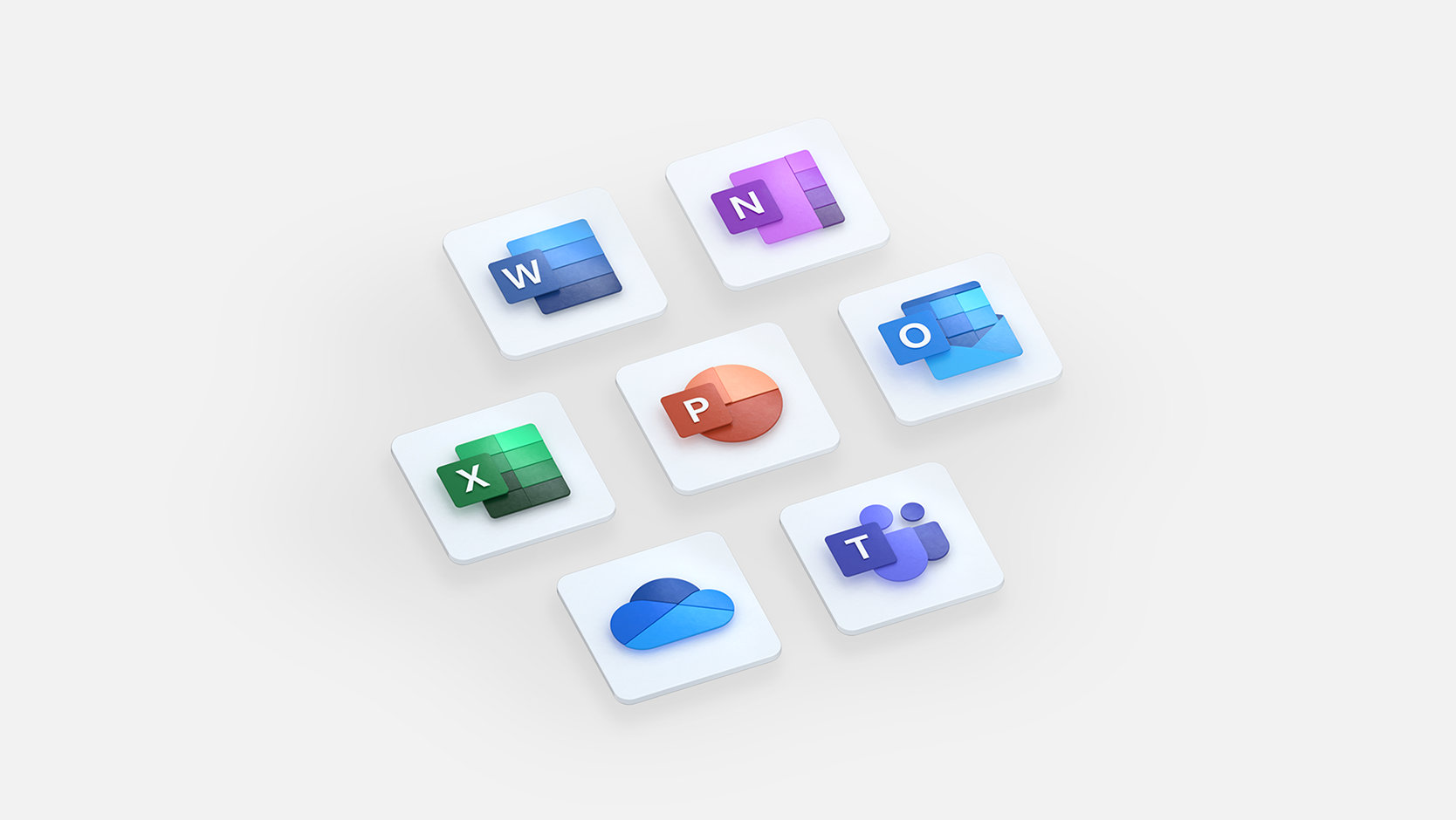 The apps included in a Microsoft 365 subscription: Word, OneNote, Excel, PowerPoint, Outlook, OneDrive, and Microsoft Teams.
