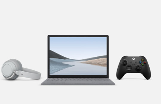 Surface Headphones 2, Surface Laptop 4, and Xbox controller