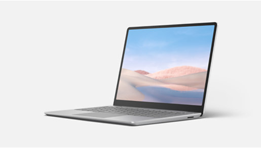 A Surface Laptop Go in Platinum