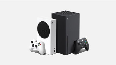 Image of Xbox Series X and Xbox Series S with controllers