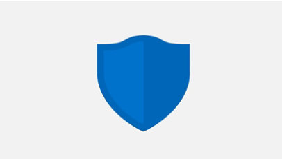 A blue security shield logo.