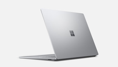 Angled back view of Surface Laptop 4 that shows ports on the side.