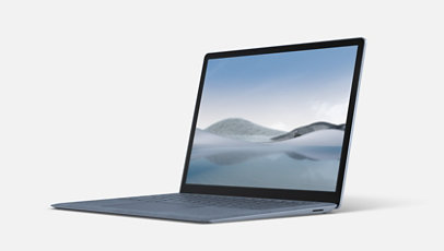 Surface Laptop 4 in Metall-Eisblau von der Seite
