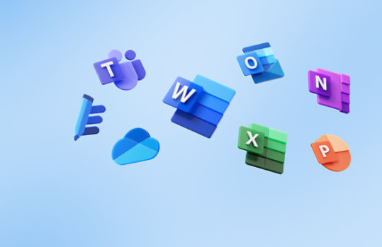 Aplicativos Microsoft 365, como Teams, Word, Outlook e muito mais.