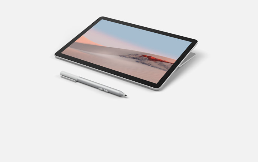 Microsoft Business Pen à côté d’une Surface Go.
