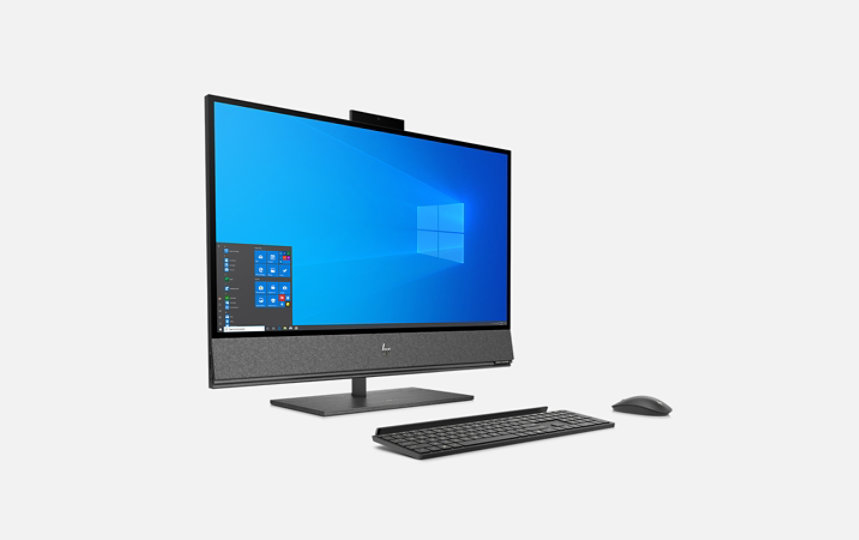 Floating HP Envy All-in-One 32-a0010 facing right.