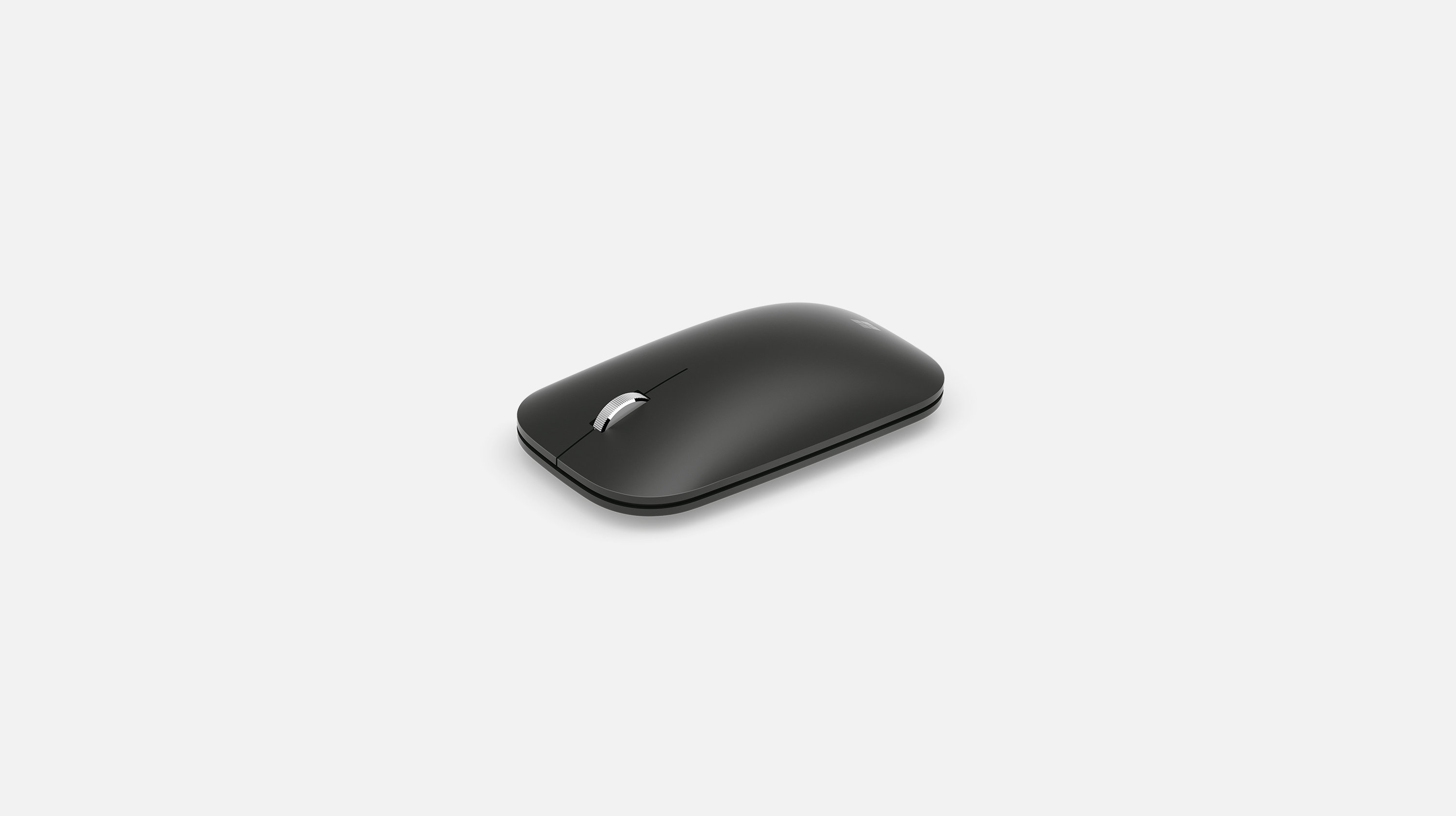 Microsoft Modern Mobile Mouse: Ansicht von oben mit Mausrad und gewölbter Form.