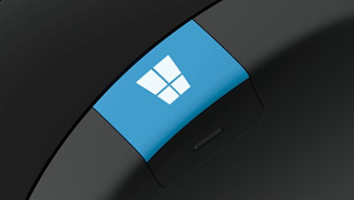 Close-up van de Windows-knop op de Sculpt Ergonomic Mouse.