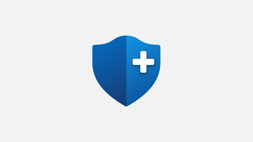 Graphic of a blue shield with a plus sign on it.
