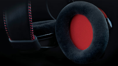 Close up view of headset ear foam cushions. 