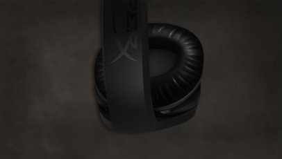 Detail view of HyperX headset earcup.