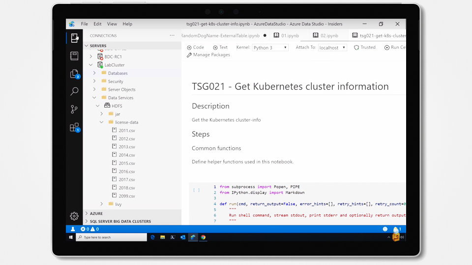 Azure Data Studio のノートブックとフォルダー構造