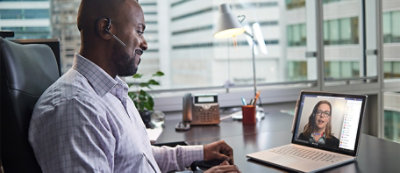 A person sitting at a desk