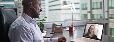 A person sitting at a desk