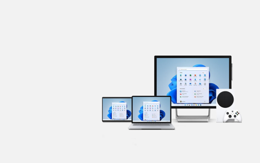 Gruppe af Surface-enheder og Xbox-konsoller.