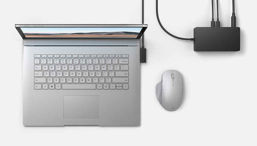 Surface device with adapter and mouse.