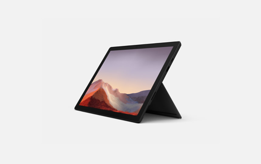 Surface Pro 7 in black, facing left.