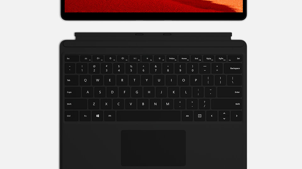 Teclado Surface Pro X Keyboard separado del dispositivo Surface Pro X.