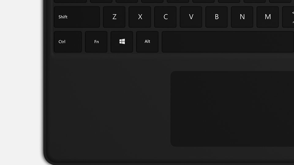 Nahaufnahme der Tasten und des Trackpads von Surface Pro X Keyboard.