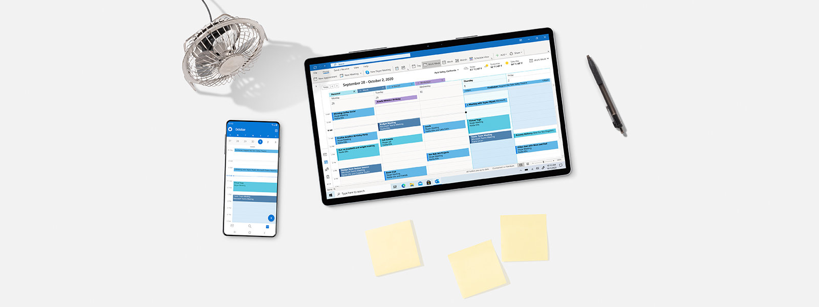 Telefon komórkowy i tablet z aplikacją Outlook 