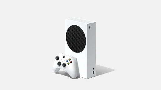 Left front angle of Xbox Series S and controller