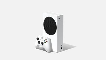 An Xbox Series S console and an Xbox controller