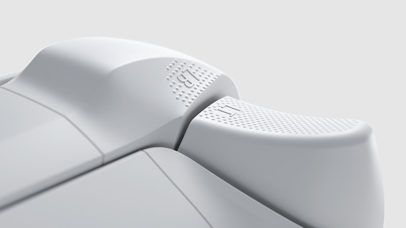 Angled view of the Xbox Wireless Controller trigger and bumpers