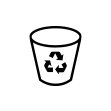 Icon showing wastepaper bin with Recycling logo superimposed