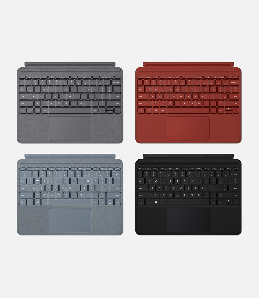 各种颜色的 Surface Go 特制版专业键盘盖