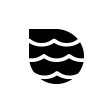 Icon showing a water droplet with ocean waves