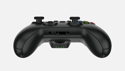 Bottom view of the Power Swap Controller Battery with the Xbox controller.