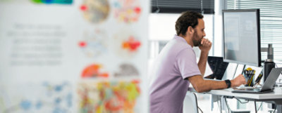 A person working at their desk