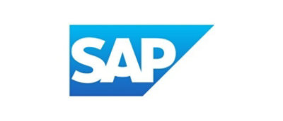 A blue and white logo with the text SAP.