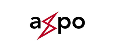 Logo with stylized red and black letters "a⚡po" with a lightning bolt replacing the 's'.