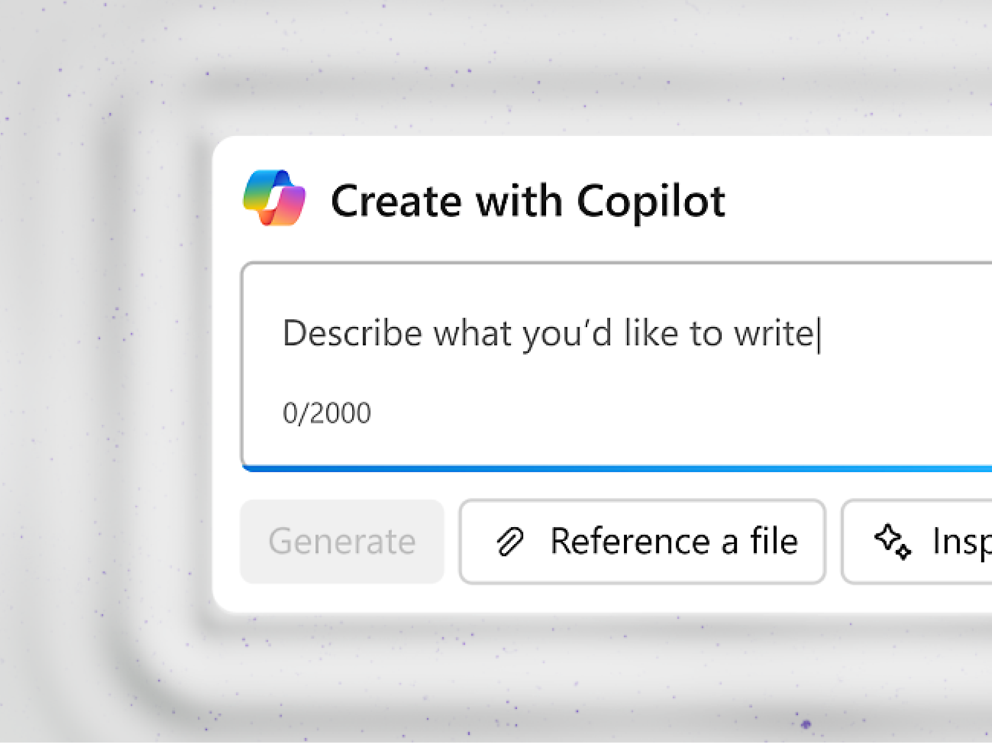 A screenshot of a computer screen with text 'Create with Copilot'. 
