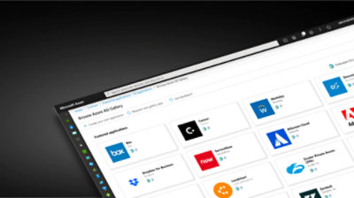 Screenshot of the Microsoft Entra ID app gallery with a grid of featured apps