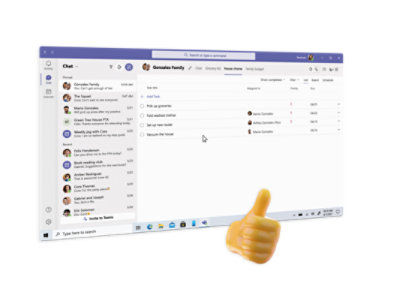 רשימת משימות לביצוע משותפת ומחולקת לפי פריטים, ב- Teams.