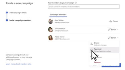 Start a campaign, add details, invite members, assign roles, and manage content