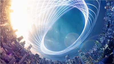 L’horizon d’une ville photographié par une caméra 360