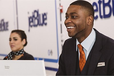 JetBlue customer service representatives smiling 
