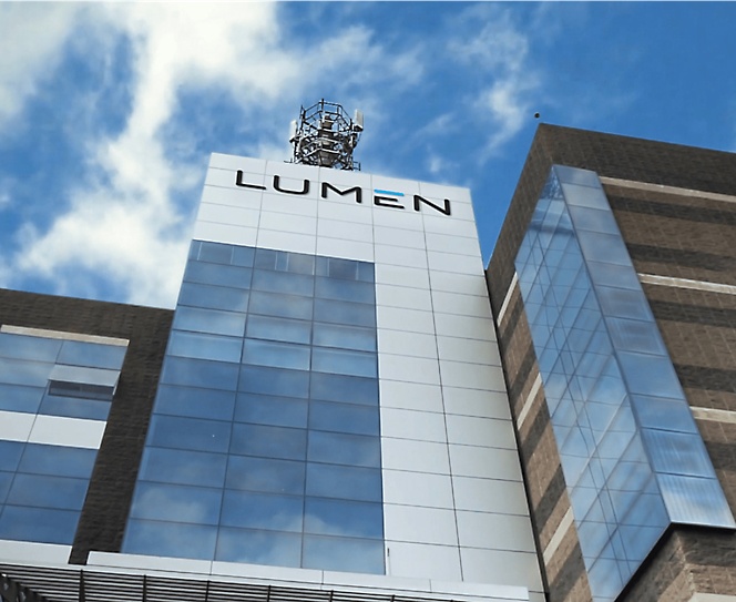 Building with lumen logo on top of it