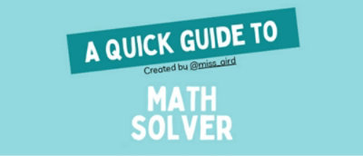 一个带白色文字的蓝色标志，上面写着“数学求解器快速指南，创建者：@miss_wird”。