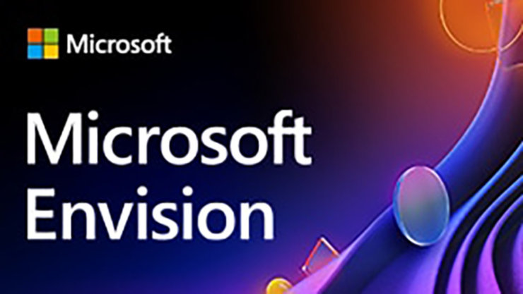  Microsoft のロゴと Microsoft Envision のテキスト