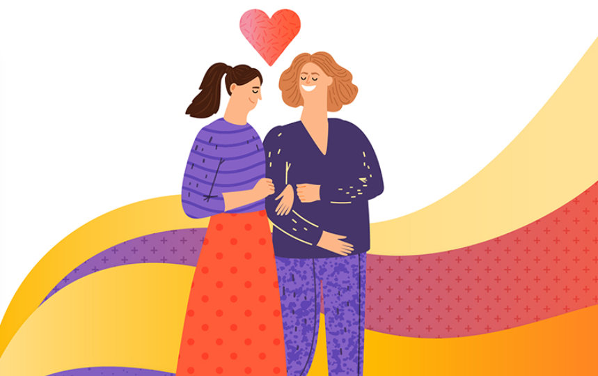 Illustration of two woman