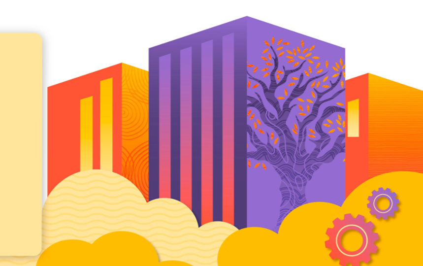 Illustration of the data centre with Indigenous art 