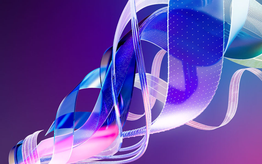 abstract with blue, purple, navy curving waves