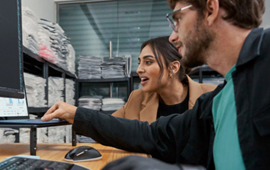 Engaged business decision maker and Azure developer in collaboration; in the context of retail.