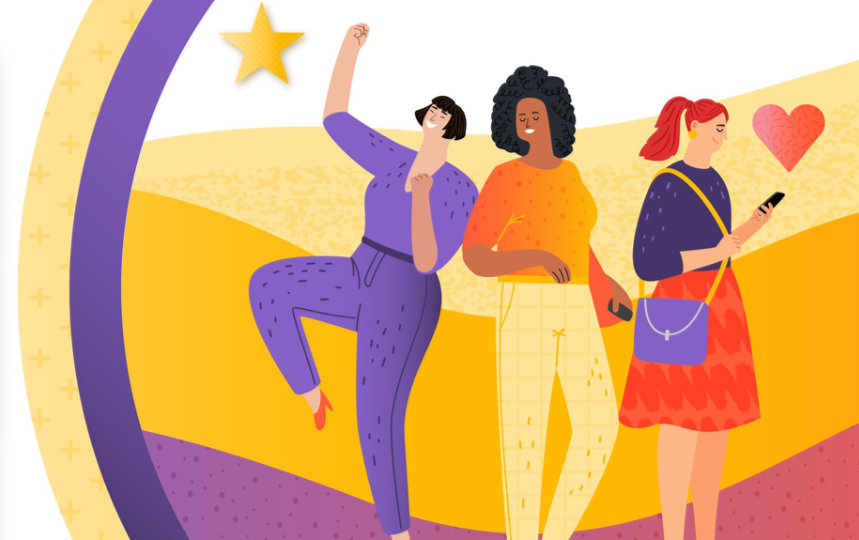 Illustration of 3 women standing together