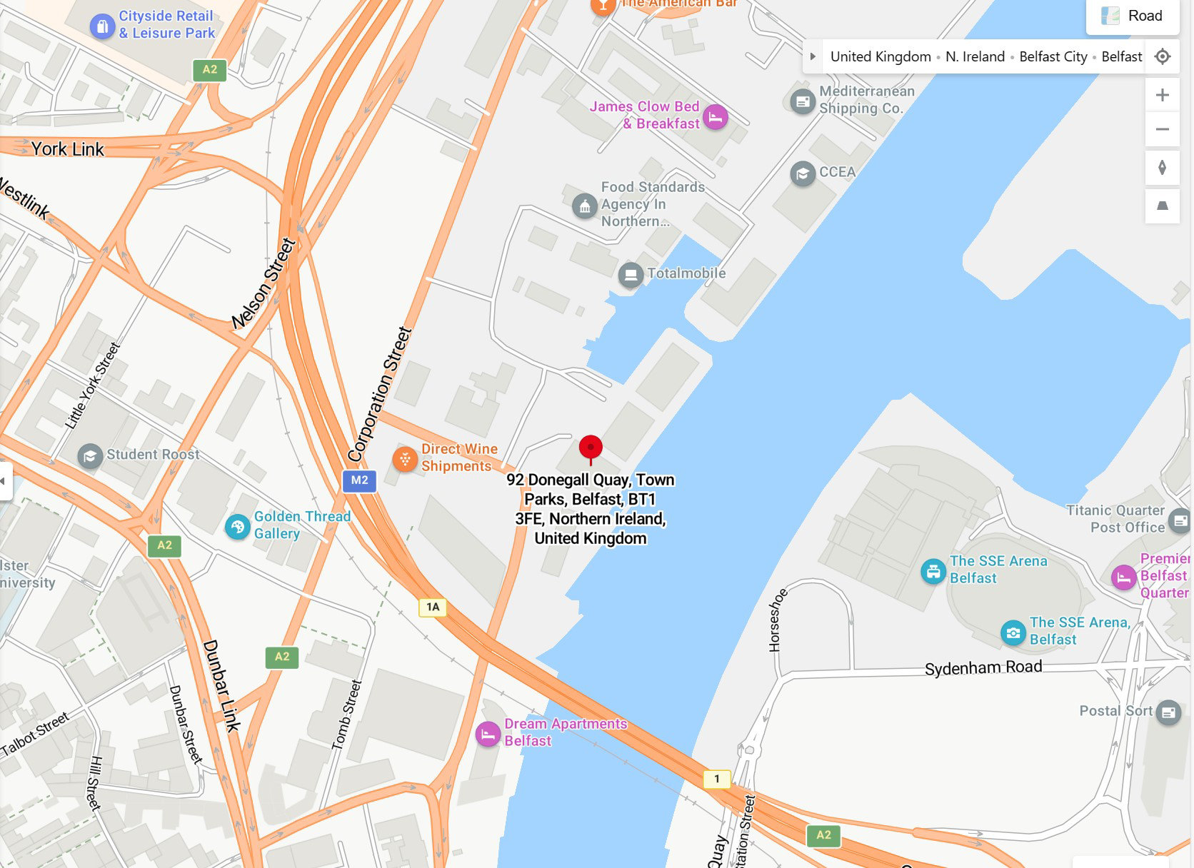 Map to Belfast office